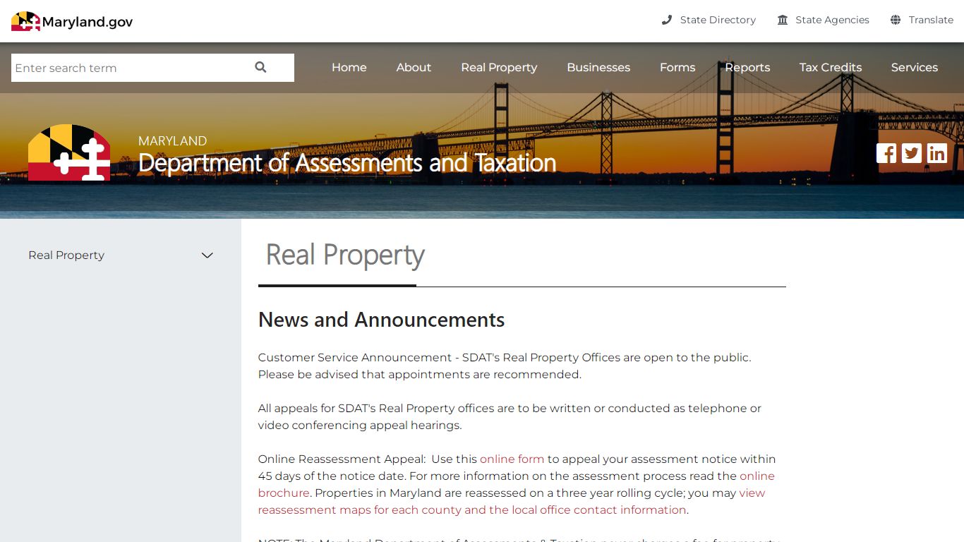 Real Property - Maryland Department of Assessments and Taxation